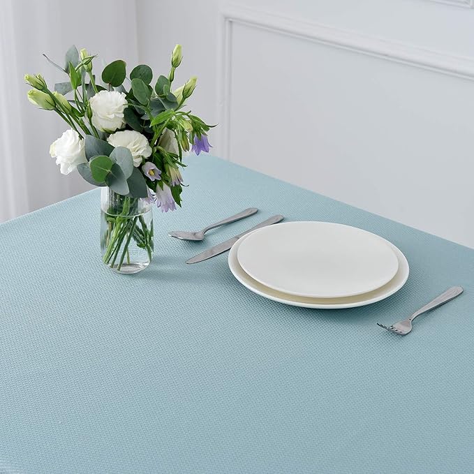 maxmill Textured Tablecloth Stain Resistant Waterproof and Wrinkle Resistant Washable Soft Table Cloth, Fabric Table Cover for Dining Room and Outdoor Use, Rectangle 60 x 120 Inch, Dusty Blue