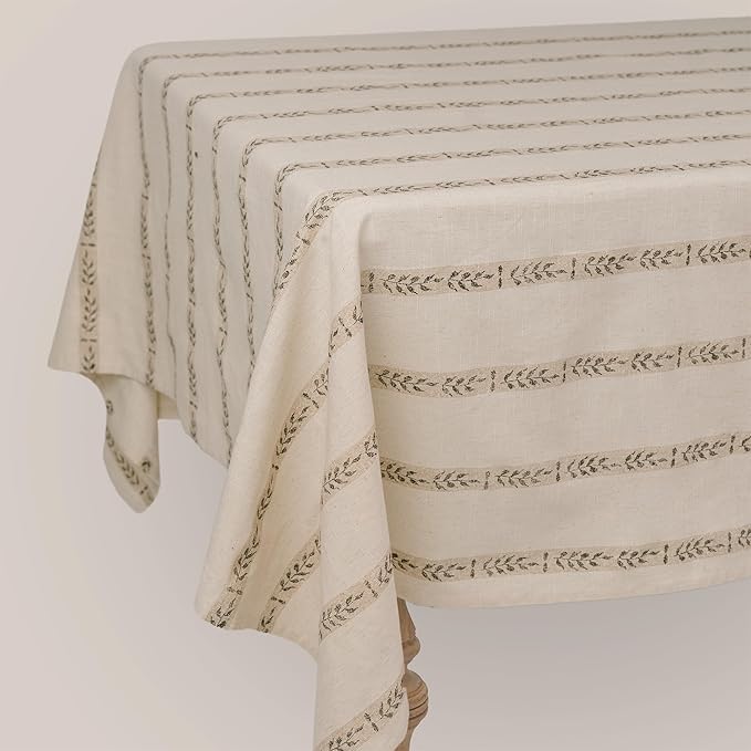 60x90 in Cotton Tablecloth – Large Rectangular Dining Table Cover for Kitchen, Weddings, Parties, Indoor or Outdoor Picnic and Everyday Décor – Walnut Leaf