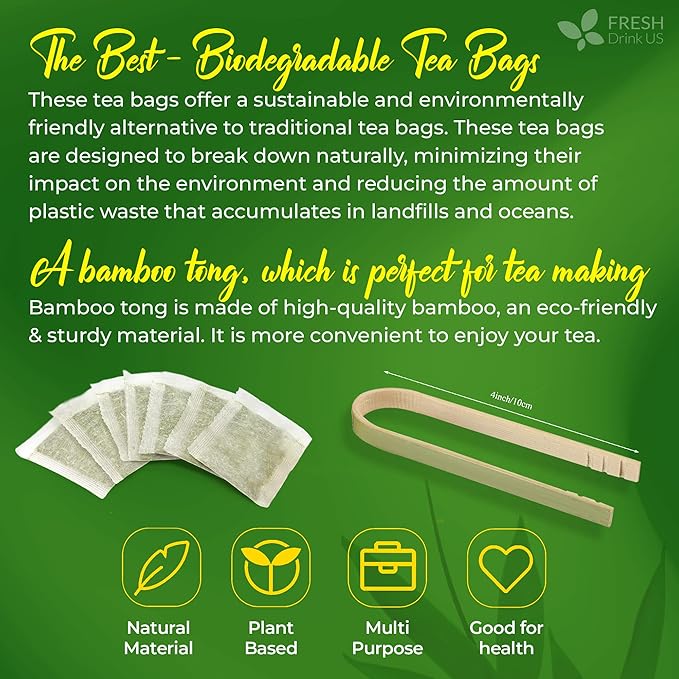 FreshDrinkUS, Premium Bamboo Leaf Tea Bags | 75 Count | Naturally Light & Refreshing Caffeine-Free Herbal Tea – From 100% Natural Bamboo Leaves. Sugar-Free. Vegan
