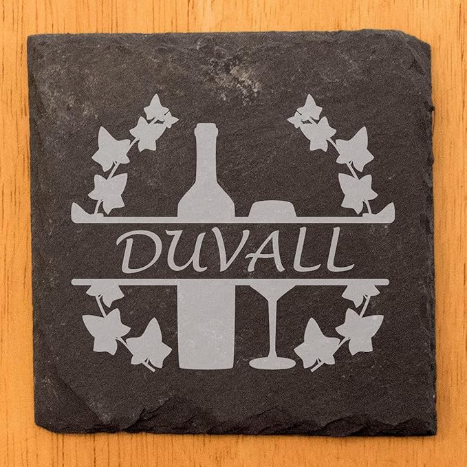 Vine & Glass: Personalized Slate Coasters for Wine Lovers - Square Slate - Set of 4