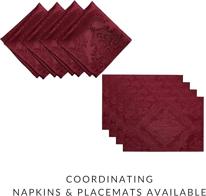 Elrene Home Fashions Caiden Elegance Damask Waterproof, Stain & Wrinkle Resistant Fabric Tablecloth, 60" x 144" Oblong/Rectangle, Cranberry