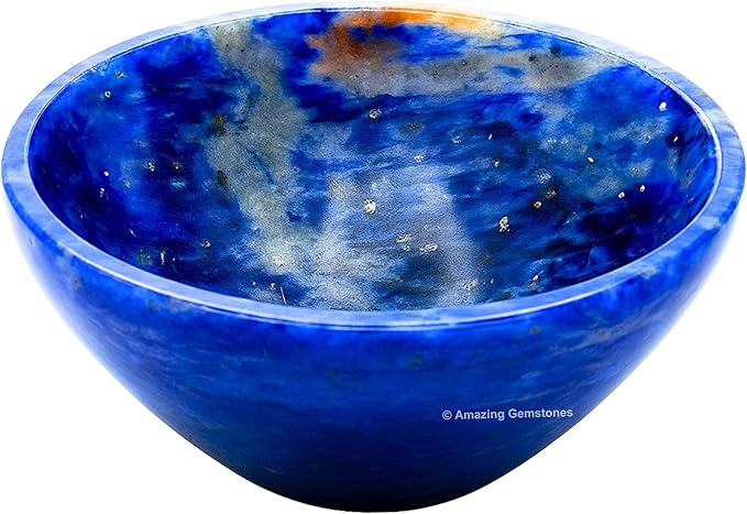 Sodalite Crystal Bowl - 2 Inch Decorative Bowls for Room and Home Decor - Gemstone Healing Crystals for Elegant Display, Positive Energy Balance and Gift