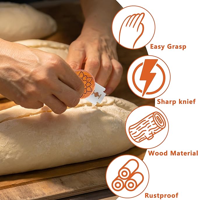 UFO Bread Lame Cutter for Homemade Sourdough,Bread Scorer Tool for Sourdough with 5 Blades and Case,Slashing Tool Bread Cutting Knife for Artisan Bread and Baguette Makers,Water Lily