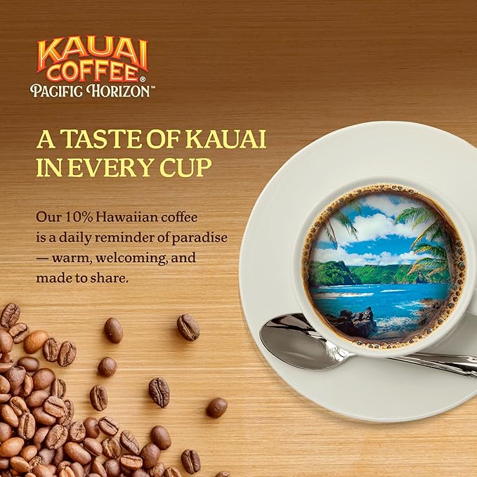 Kauai Coffee K-Cup Pods for Keurig Brewers – Arabica Coffee, 10% Hawaiian – Medium Roast, Banana Flavor with Creamy Vanilla – Banana Crème, 1 Pack of 10 Single Serve K-Cups