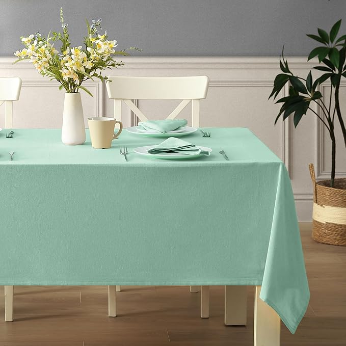 Spring & Easter Holiday Charleston Water Green 60 x 120 inch Rectangle Fabric Tablecloth, Cotton Table Cover for Indoor Outdoor Dining, Machine Washable Solid Color Tablecloths for Everyday Use