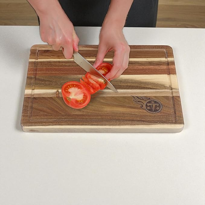 The Memory Company Officially Licensed NFL Acacia Cutting Board – 11.7" x 15.7" Durable Wood Chopping & Serving Board with Team Logo