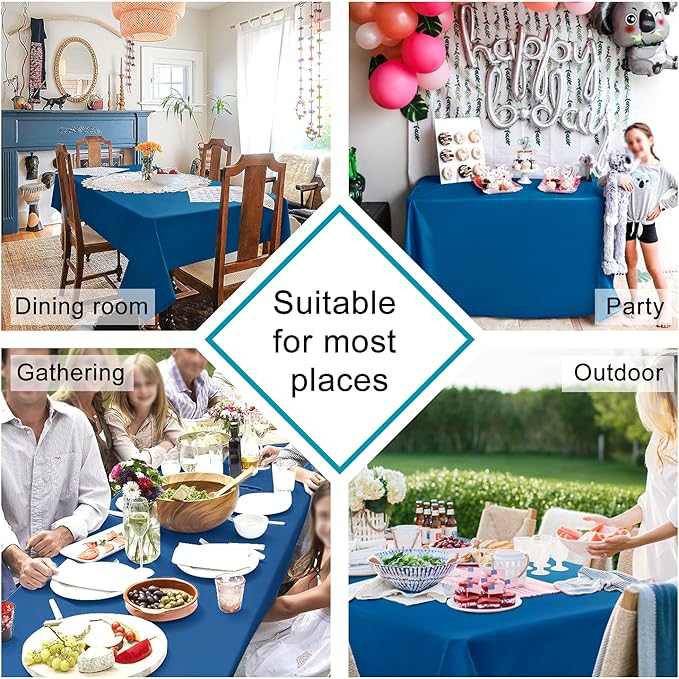 Hiasan Table Cloth Rectangle - Waterproof and Washable Fabric Tablecloth for Dining Room Kitchen and Outdoor Use, Royal Blue, 70 x 120 Inch