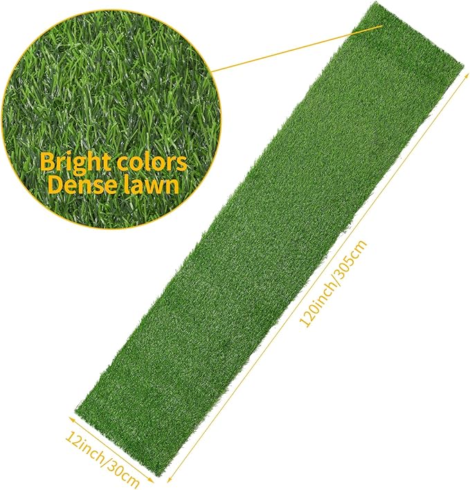Aneco 12 x 120 Inch Artificial Grass Table Runners Carpet Roll Synthetic Grass Table Runner Grass Tabletop Decoration for Spring Fall Summer Holiday, Baby Shower, Wedding, Birthday, Banquet