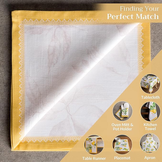 Maison d' Hermine Cloth Napkins Set of 4 100% Cotton Everyday Reusable Square Napkins Cloth Washable Dinner Party Wedding Restaurant Valentines Day Decorations Spring/Summer (Limoncello, 20" x 20")