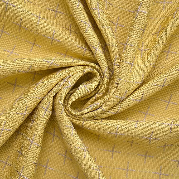 Horaldaily Yellow Rectangular Table Cloth, Cross-Star Solid Textured Embroidery Tablecloth, Wrinkle Free Washable 60×104 Inch Table Cover for Kitchen, Party, Wedding, Picnic, Outdoor