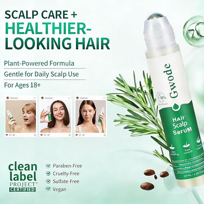 Rosemary Caffeine Scalp Serum Roll-On 25ml – With 3% Rosemary Extract, 1% Caffeine & Herbal Complex | Lightweight, Non-Greasy Formula to Support Healthy, Fuller-Looking Hair for Men & Women