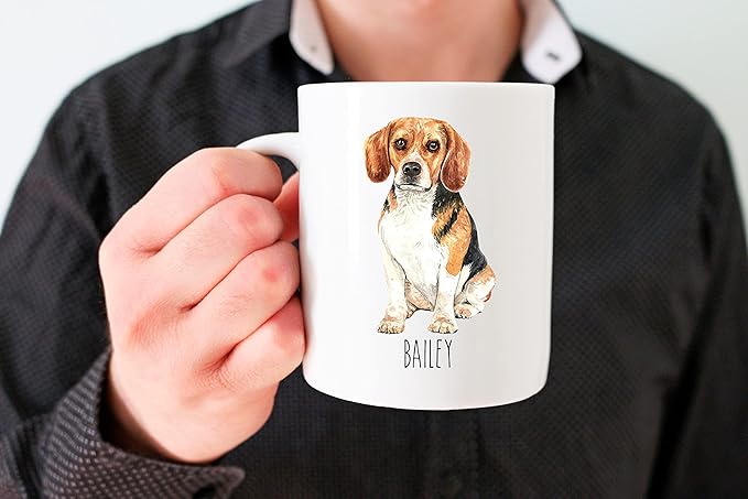 Beagle Custom Coffee Mugs with Name for Dog Mom Dad - Personalized Gifts for Best Friends - Grandma Grandpa Present (Beagle)