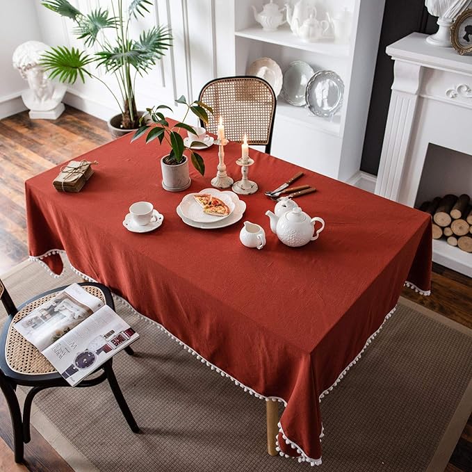 Rectangular Tablecloth Solid Color Tablecloth Style Orange Tablecloth Plain Tablecloth Holiday Decoration Home(Style2,140 * 140cm)