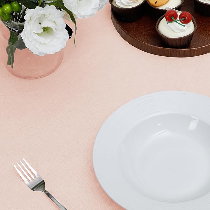 Easy-Going Faux Linen Waterproof Spill-Proof Tablecloth Stain Resistant Rectangle Table Cloth Wrinkle Free Decorative Fabric for Kitchen, Dining, Party, Weddings, Restaurants (52x70 in, Pink)
