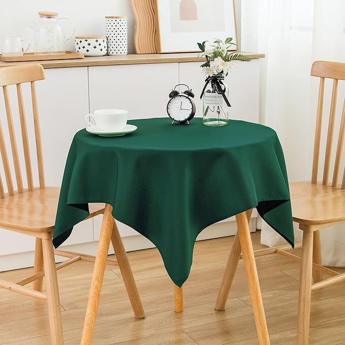 2 Pack Small Square Green Tablecloth 36X36 Inch, Polyester, Washable, Scratch Resistant, Stain Resistant
