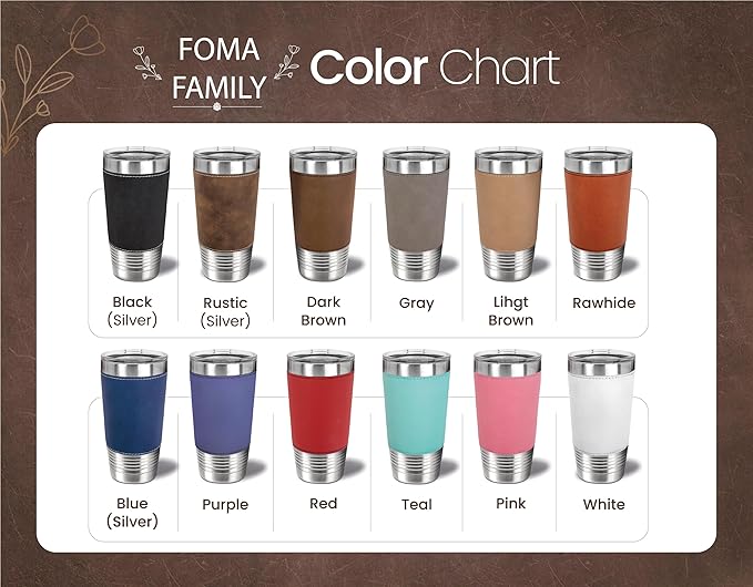 Personalized 20oz Leather Tumbler with Name and Logo, Personalized Stainless Steel Insulated Travel Mug Included Engraving, Custom Travel Mug for Hot & Cold Drinks, Vacuum Insulated