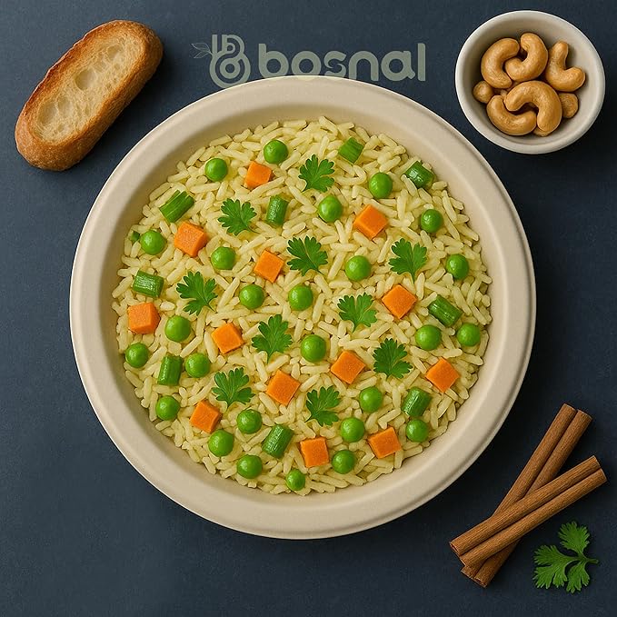 BOSNAL 10 inch & 7 inch Round Plates with 32 oz Bowls & Cutlery – 100% Plant-Based Sugarcane Bagasse, Eco-Friendly Disposable Dinnerware for Hot & Cold Meals, Microwave Safe, Durable & Compostable