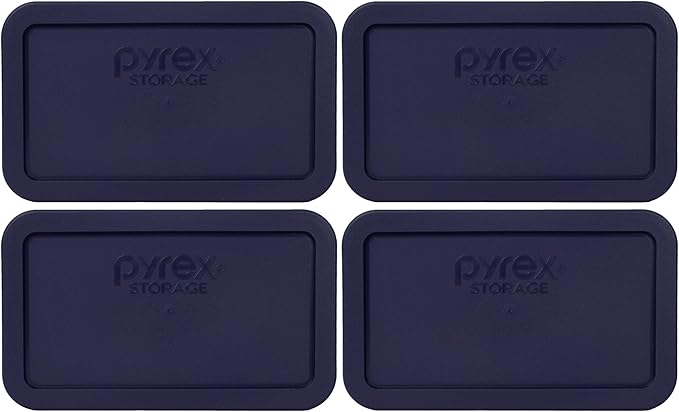 Pyrex 7214-PC 4.8-Cup Blue Food Storage Replacement Lid (4-Pack) - Made in USA
