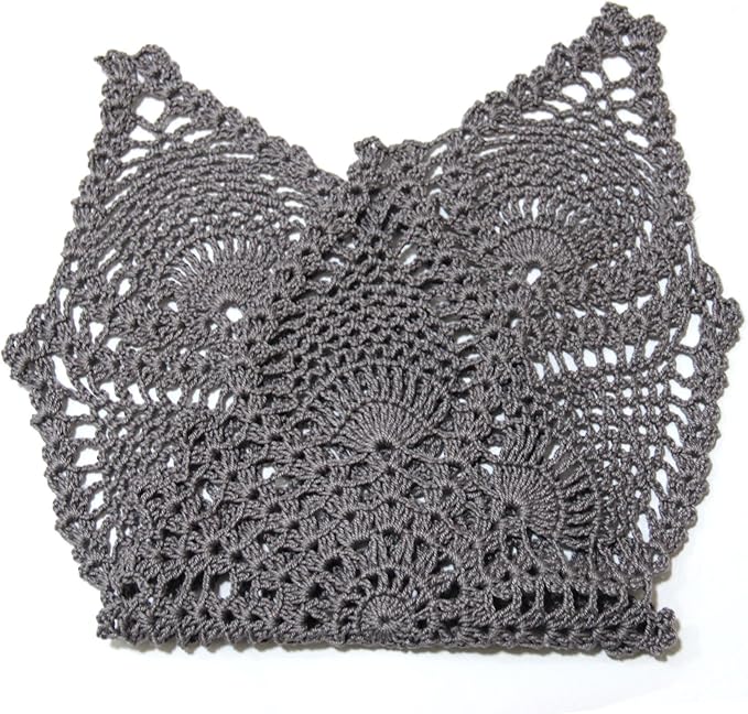BIBITIME Crochet Lace Table Doilies Eyes Flower Doily Kitchen Vase Place Mats (7 in x 21 in,Pack of 2PCS, Style02-Dark Grey)