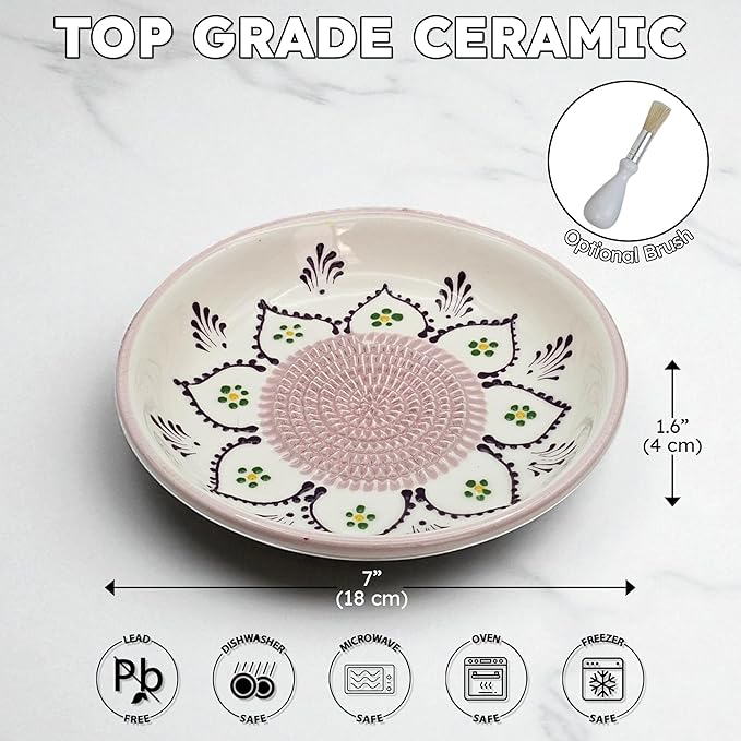 Ceramic Grater Bowl, Garlice Grater Plate, Handmade Ginger Grater, Mincer Bowl for Cheese &Vegetables, Ceramic Decorative Mincer, Hand Dish for Garlic (Purple Dream)