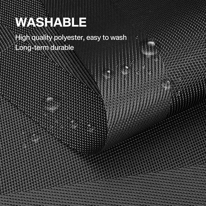 Set of 6 Placemats Black Place Mats Crossweave Woven Non-Slip Washable Table Mats for Table Dining Kitchen and Reataurant(Brown)