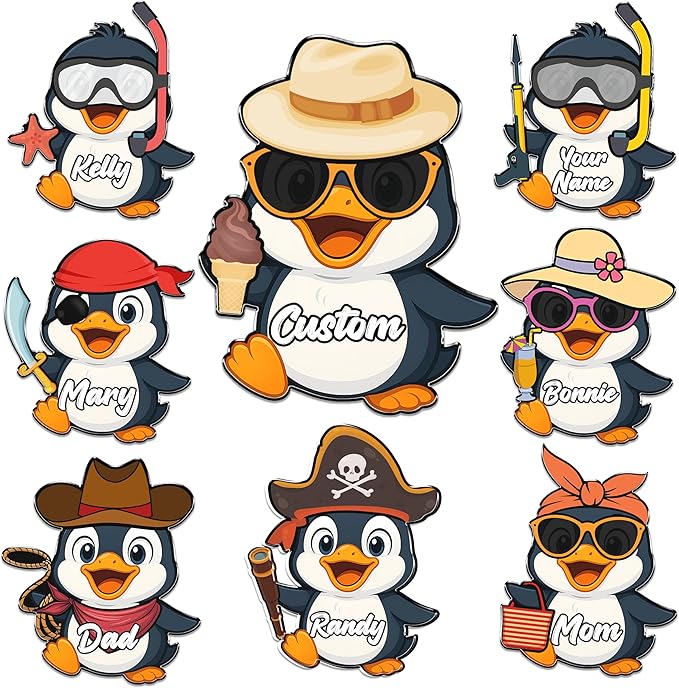 Custom Penguin Cruise Door Magnets Fun Penguin Cruise Door Decorations Penguin Magnets Stickers Decals Magnetic Reusable Cruiser Ship Magnet for Doors Car Fridge Refrigerator Birthday Kitchen Decor