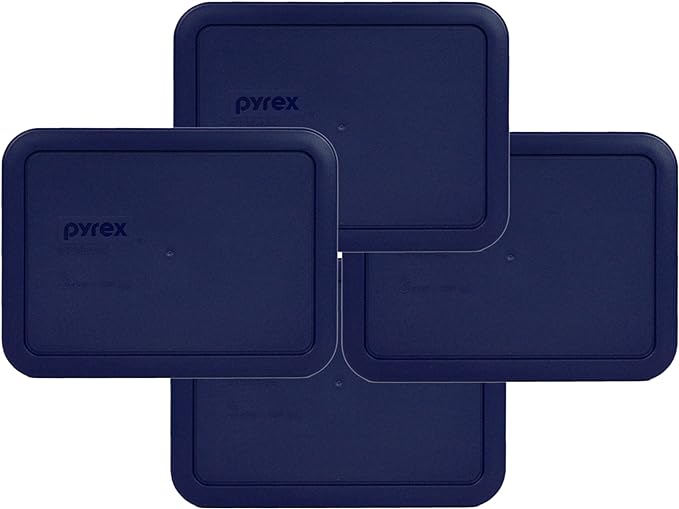 Pyrex 7210-PC 3-Cup Blue Food Storage Replacement Lid (4-Pack) - Made in USA