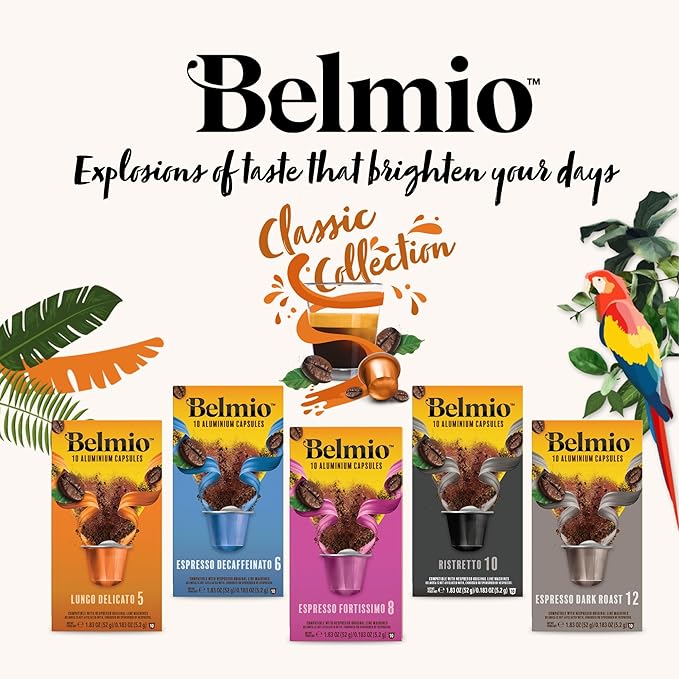 Belmio Lungo Fortissimo Espresso Coffee Pods – Dark Roast – Bold & Full of Flavor - Nespresso Original Line Compatible – 10 Count (Pack of 10)