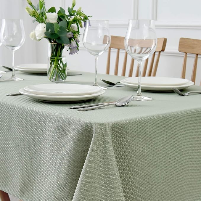 maxmill Textured Rectangular Tablecloth Water Resistance Antiwrinkle Spillproof Soft Jacquard Table Cloth for Dining Room, Buffet Banquet Parties and Holiday Dinners, 60 x 104 Inch, Sage Green