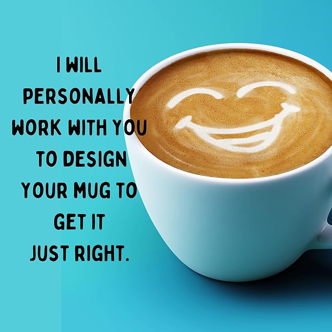 Personalized Coffee Mug, Custom Text, Photo or Company Logo Ceramic Mug, Customized 11oz Coffee or Tea Mug, Personalized Gift with Picture and or Text (White with Red Handle and Inside)
