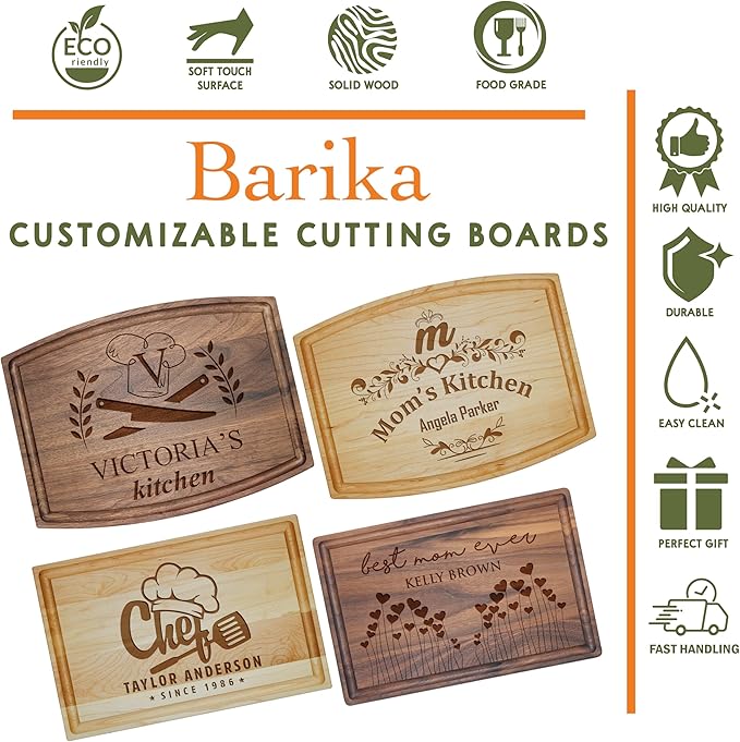 Custom Engraved Cutting Boards - Personalized Christmas Gifts - Personalized Kitchen Boards - Mothers Day, Anniversary, Birthday, Gift for Women, Mom, Grandma, Mother in Law, Daughter, Wife or Her