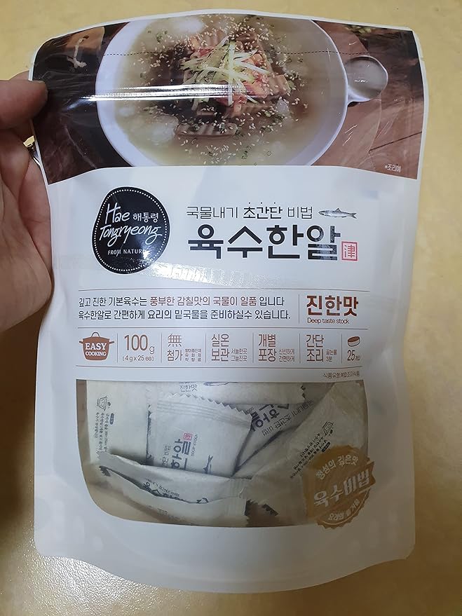 HaeTongryeong Freeze-dried, Deep Taste Coin Stock 100g(4g x 25pcs, 0.22lb, 3.52oz), Korean Broth, Soup base, 육수한알, 진한맛