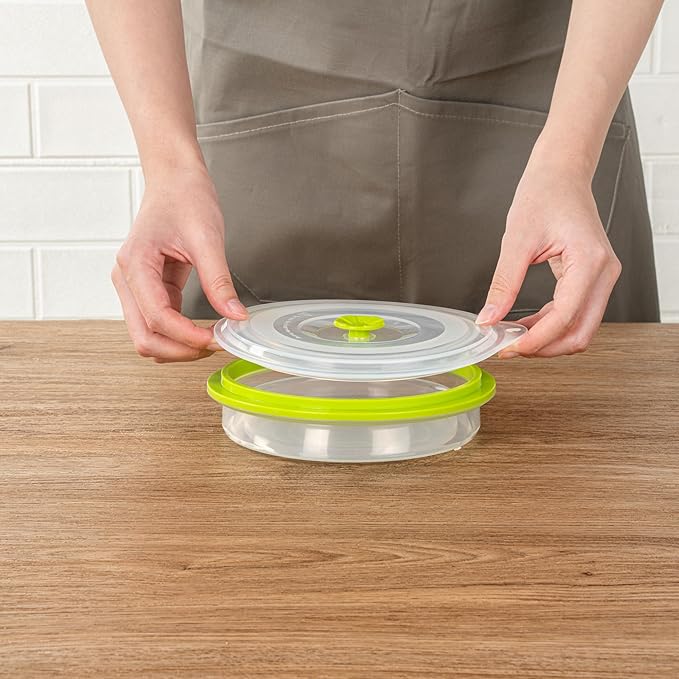 Restaurantware-Fresh Hero 30.6 Ounce Storage Containers, 20 Durable Airtight Food Containers - Microwavable, Freezable, Green Silicone Collapsible Container, Dishwashable, With Vented Lids