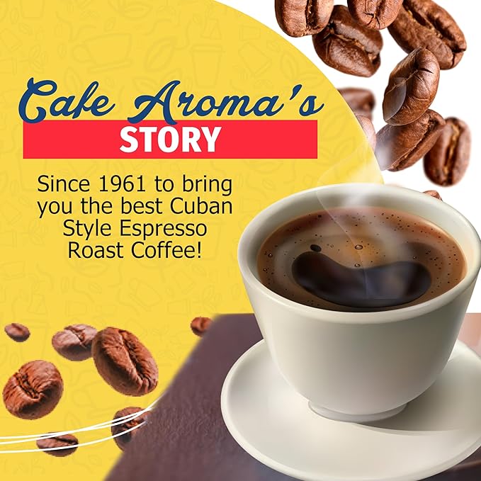 Café Aroma Dark Roast Espresso Ground Coffee, Bulk Coffee, Authentic Cuban Style Coffee, Vacuum Sealed - 8.8 oz (12-Pack)