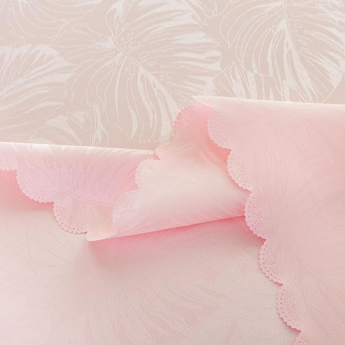 Rectangle Tablecloth Jacquard Pink Table Cloths Waterproof Washable Leaves Soft Woven Fabric Farmhouse Table Cover for Kitchen Dining Outdoor Birthday Party Banquet Decor (60x120In)