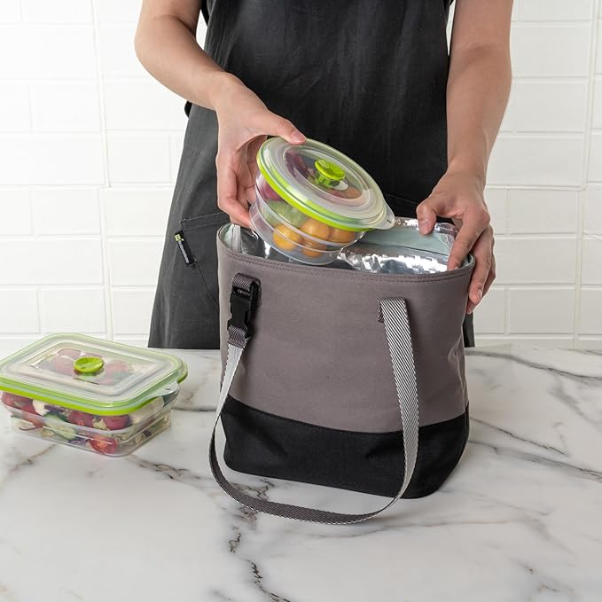 Restaurantware-Fresh Hero 16 Ounce Storage Containers, 20 Durable Airtight Food Containers - Microwavable, Freezable, Green Silicone Collapsible Container, Dishwashable, With Vented Lids