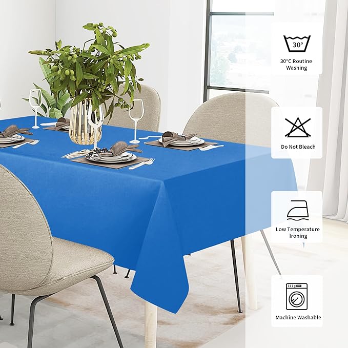 Easy-Going Faux Linen Waterproof Spill-Proof Tablecloth Stain Resistant Rectangle Table Cloth Wrinkle Free Decorative Fabric for Kitchen, Dining, Party, Weddings, Restaurants (60x120 in, Royal Blue)