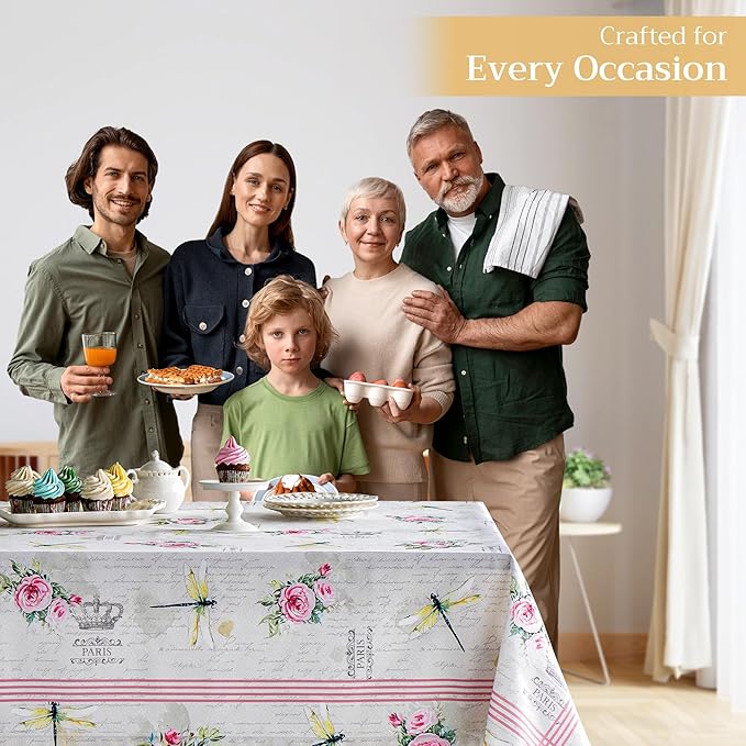 Maison d' Hermine Table Cloth Square Table 100% Cotton 60 x 60 Inches Tablecloth Reusable Decorative for Dining Room Farmhouse Home Valentines Day Decorations Spring Summer - Champ De Mars