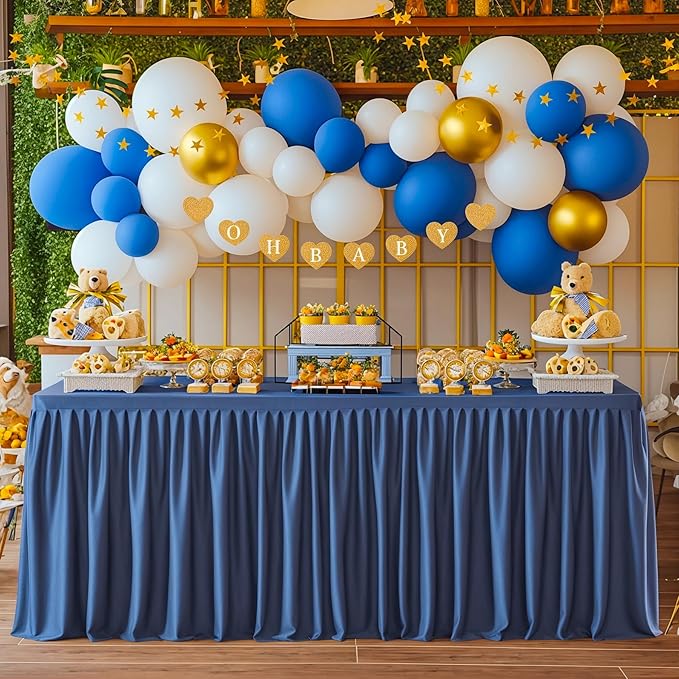 Wish Care 2 Pack Navy Blue Rectangle Table Clothes for 6 Foot Tables, Polyester Fitted Tablecloths 6t Stretch Table Cover for Wedding, Birthday, Parties, Trade Show, Craft Show