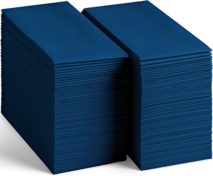 200-Pack Disposable Linen-Feel Blue Napkins, 12" x 17" Cloth-Like Paper Dinner Napkins For Wedding, Bathroom, Party Or Event