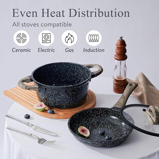Ceramic Cookware Set 22-Piece Nonstick Pots and Pans Set Non Stick Kitchen Cooking Sets Stockpot Saucepan Frying Pans