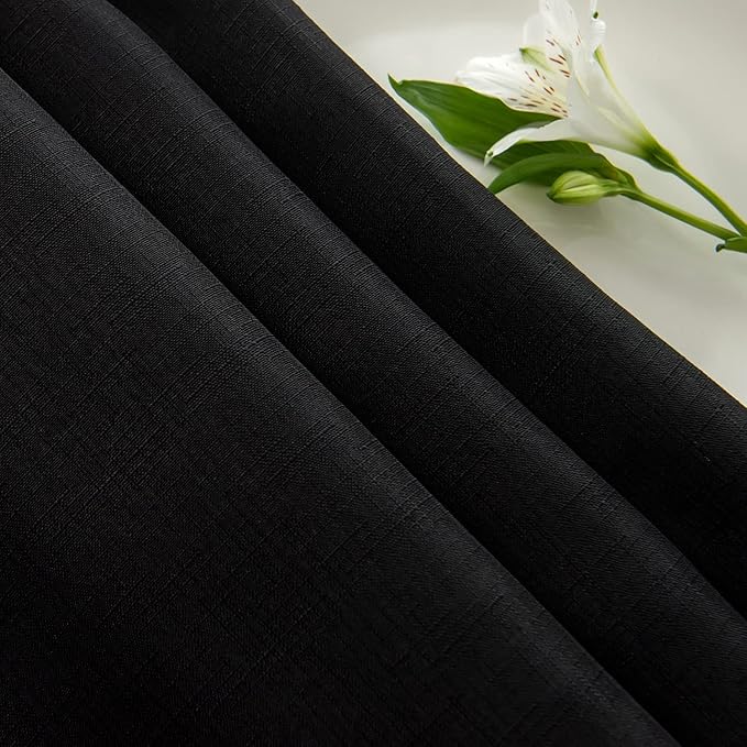 maxmill Slubby Texture Tablecloth Water Resistance Antiwrinkle Spillproof Soft Washable Jacquard Table Cloth for Dining Room, Buffet Banquet Parties Holiday Dinner, Rectangular 60 x 104 Inch, Black