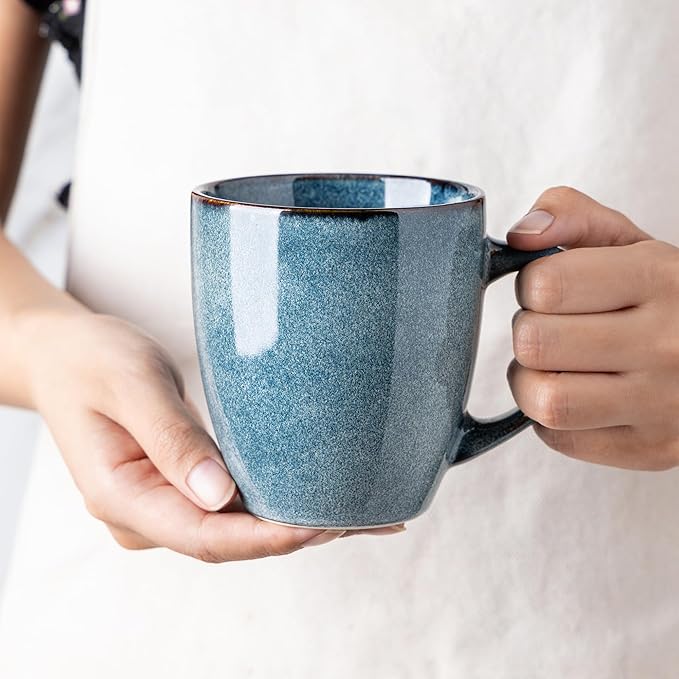 GBHOME Ceramic Coffee Mugs Set of 6, 12oz Stoneware Coffee Mugs Set For Dad Mom Women MEN, Light Weight Coffee Cups for Latte/Tea/Beer/Hot Cocoa, Dishwasher & Microwave Safe