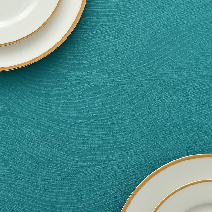 maxmill Square Tablecloth Swirl Design Spillproof Antiwrinkle Water Proof Heavy Weight Soft Table Cloth for Buffet Banquet Parties Event Holiday Dinner Square 60 x 60 Inch Teal