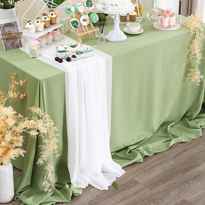 8 Pack Sage Green Table Cloth 60x126 Inch Rectangle Tablecloths for 8 Foot Rectangle Tables, Wrinkle Resistant Washable Polyester Fabric Rectangular Table Cover for Dining Banquet Wedding Party