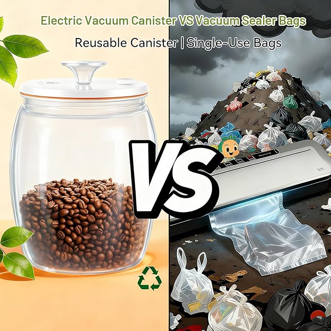 Secura VacGuard Fresh Canister, Electric Vacuum Canister, Smart Storage Container & Coffee Containers for Coffee Beans, Cookie & Pet Food 3 L, 101 oz