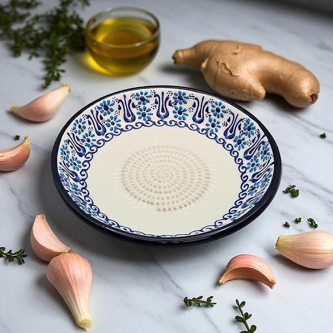 Ceramic Grater Bowl, Garlice Grater Plate, Handmade Ginger Grater, Mincer Bowl for Cheese &Vegetables, Ceramic Decorative Mincer, Hand Dish for Garlic (Sultans Dream)
