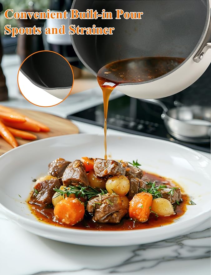 ChefRobot Nonstick Ceramic Cookware Set Healthy Pots And Pans Set Induction Kitchen Cookware sets Non Toxic Pots And Pan Set,PFOA ＆ PTFE Free (12 Pcs-Cookware Sets)