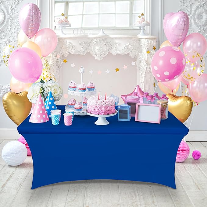 Utopia Kitchen Spandex Tablecloth 2 Pack [4FT, Royal Blue] Tight, Fitted, Washable and Wrinkle Resistant Stretch Table Cloth Rectangle Cover for Trade Show, Weddings & Parties [48Lx30Wx30H Inch]