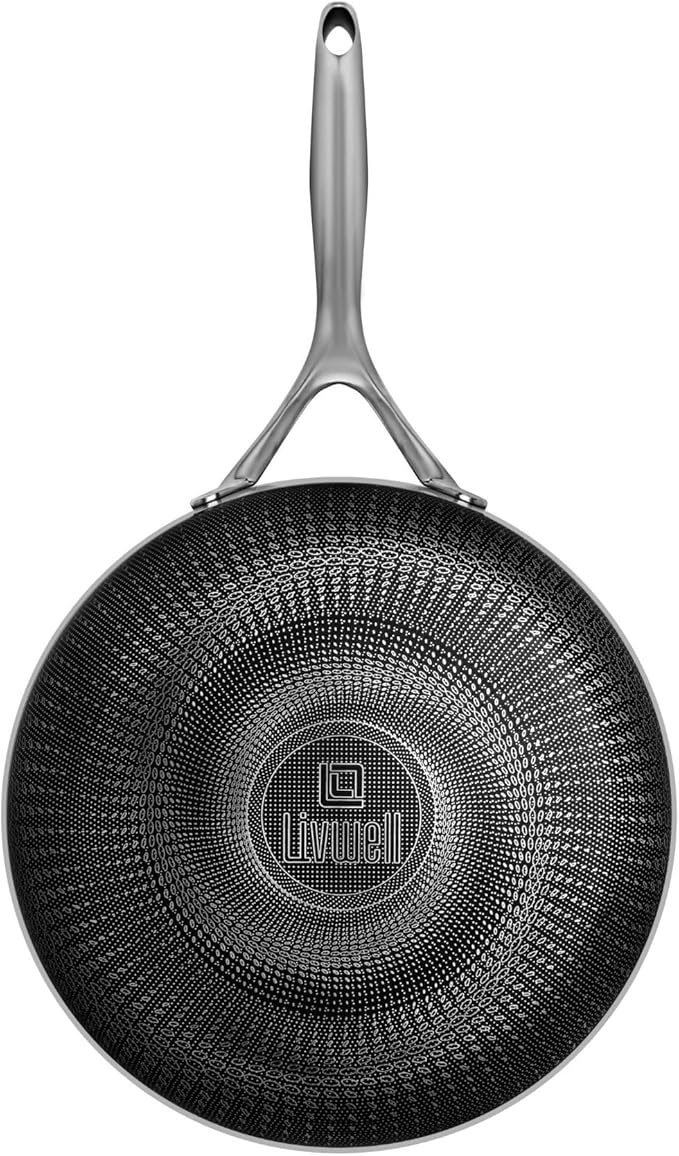 LIVWELL DiamondClad 10-Inch Hybrid Nonstick Fry Pan - Kitchen Gift - Frying Pan Stainless Steel Cookware Set with Tempered Glass Lids - Dishwasher Safe, PFOA-free Cookware - Silver/Black